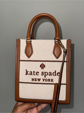 kate spade Cream and Brown Mini Tote Bag